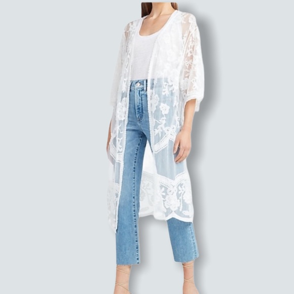 COLLECTION 18 for EXPRESS White Lace Kimono NWT - Picture 5 of 15